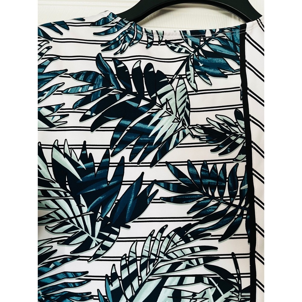 Tail Womens Medium Mixed Print Tropical Striped Activewear Golf Top - Picture 6 of 9